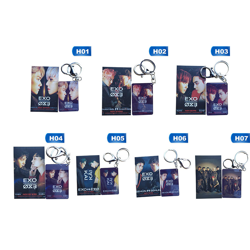 

Wholesale Exo New Obsession CHANYEOL KAI CHEN BAEKHYUN SEHUN SUHO Keychain Acrylic Key Ring Pendant Bag Charm Wallet Chain