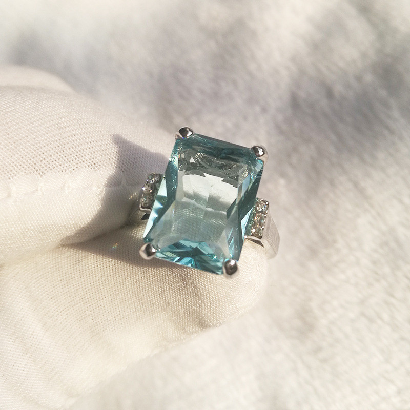 White Gold Color Clear Zircon Rings For Women Girls Gifts Geometric Geomstone Engagement Wedding CZ Crystal Ring SJ