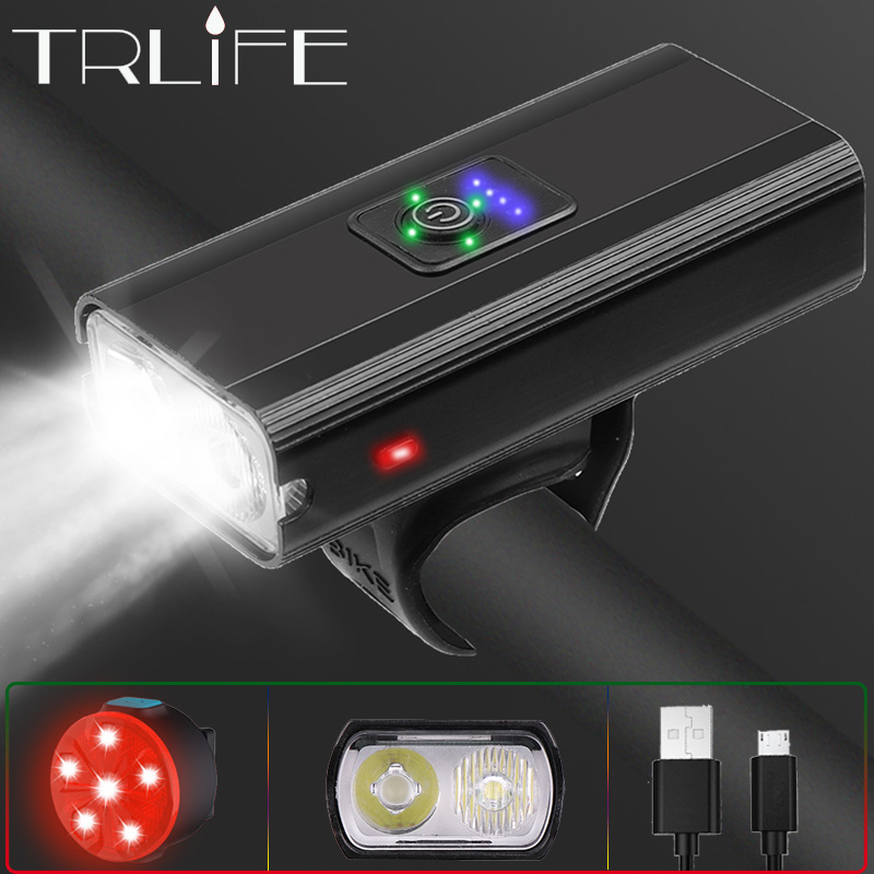 

Bike Lights TRLIFE 4000mAh Bicycle Headlight 1200LM USB Rechargeable MTB 2T6 Light Wiht Taillight 3 Mode Led For Cycling