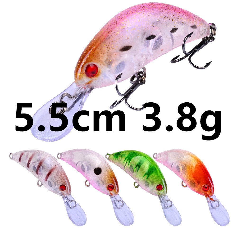 

5 Color 5.5cm 3.8g Crank Fishing Hooks Fishhooks 10# Hook Hard Baits & Lures b-046