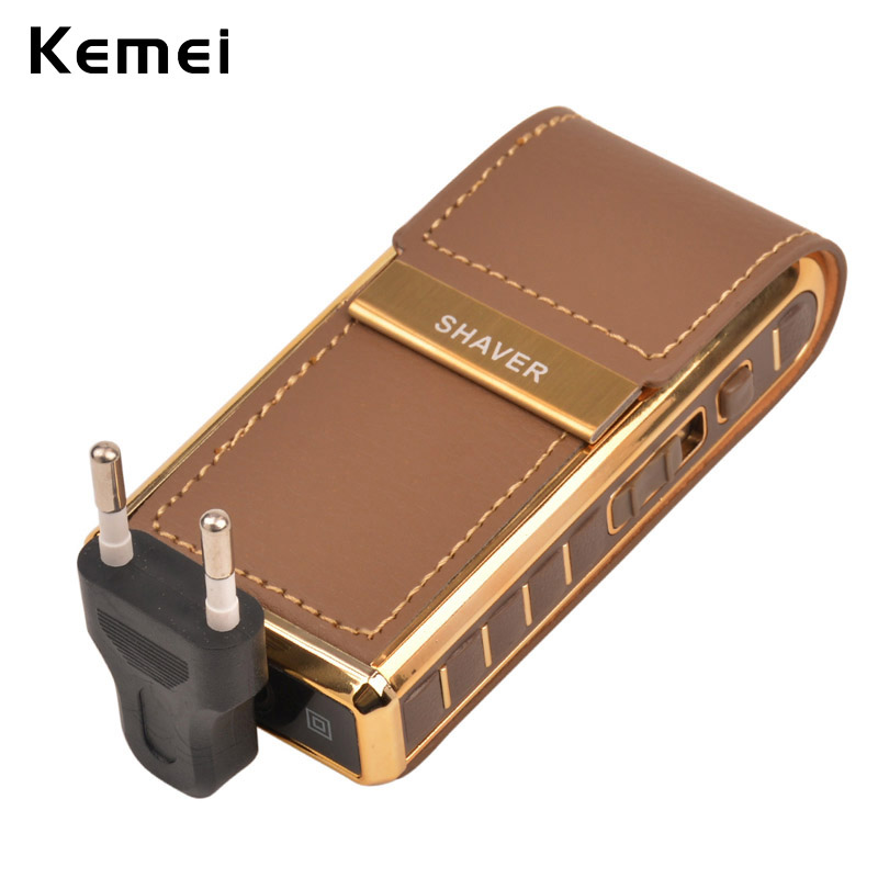 

Electric Reciprocating Shaver Men Beard Trimmer Kit Rechargeable Shaving Razor Vintage Leather Wrapped with Spare Shave Head 31