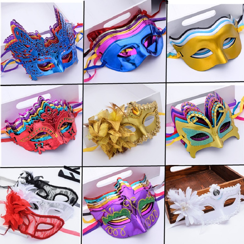 

Halloween Plastic Mask Venetian Masquerade Masks Carnival Mardi Gras Wedding Birthday Party Masks Women Half Face Plated Masks
