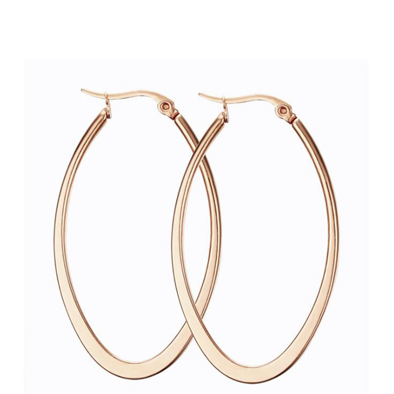 

Charm Titanium Steel Simple Oval Rose Gold Hoop Earrings For Women Fashion Plating Jewelry Gifts