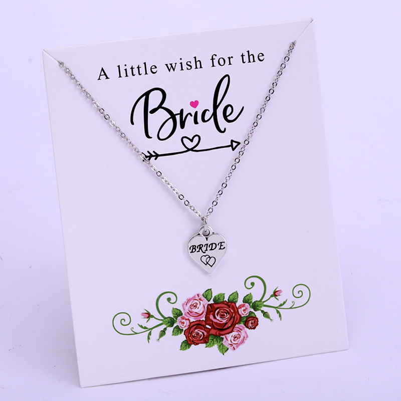 

Flower Girl Bridesmaid Bride Chain Necklaces Heart Maid Of Honour Honor Pendants Necklace Women Trendy Jewelry Lover's Gift