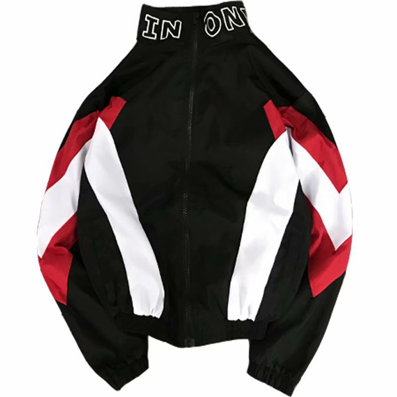 

Jackets Men Patchwork Jacket Tracksuit High Street Coats Hip Hop Fashion Male Streetwear Couple Windbreaker Jackets Autumn 2019, Black