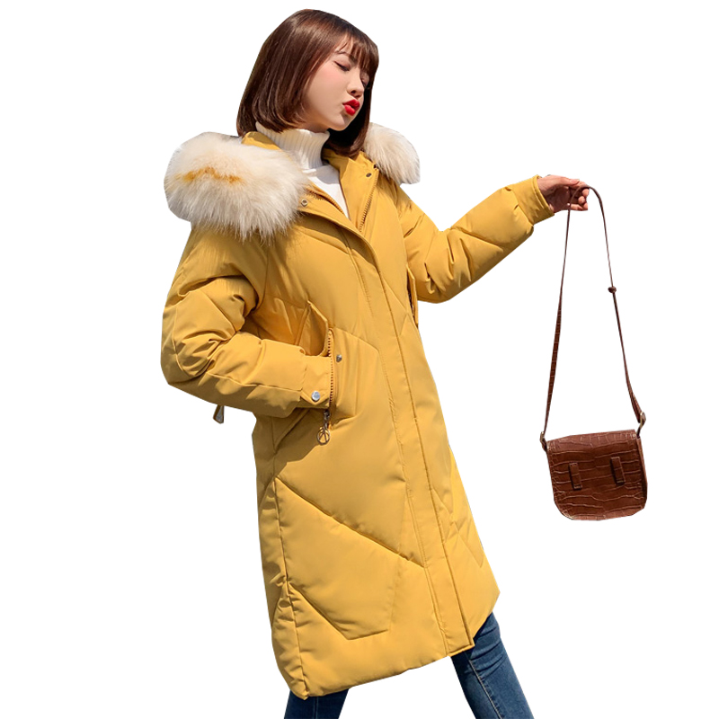 

Wholesale Winter New Large Fur Collar Cotton Long Sleeve Slim Down Cotton Jacket Size S-XXL, Blue