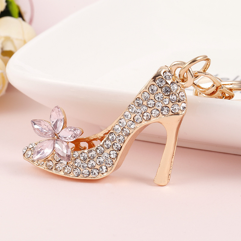 

High Heel Shoe Keychain Rhinestone Crystal Purse Car Key Chain Bag Decorative Alloy Keyring