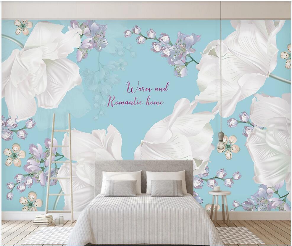 

WDBH 3d wallpaper custom photo Nordic TV texture modern stylish minimalist floral background wall home decor decoration painting, Non-woven