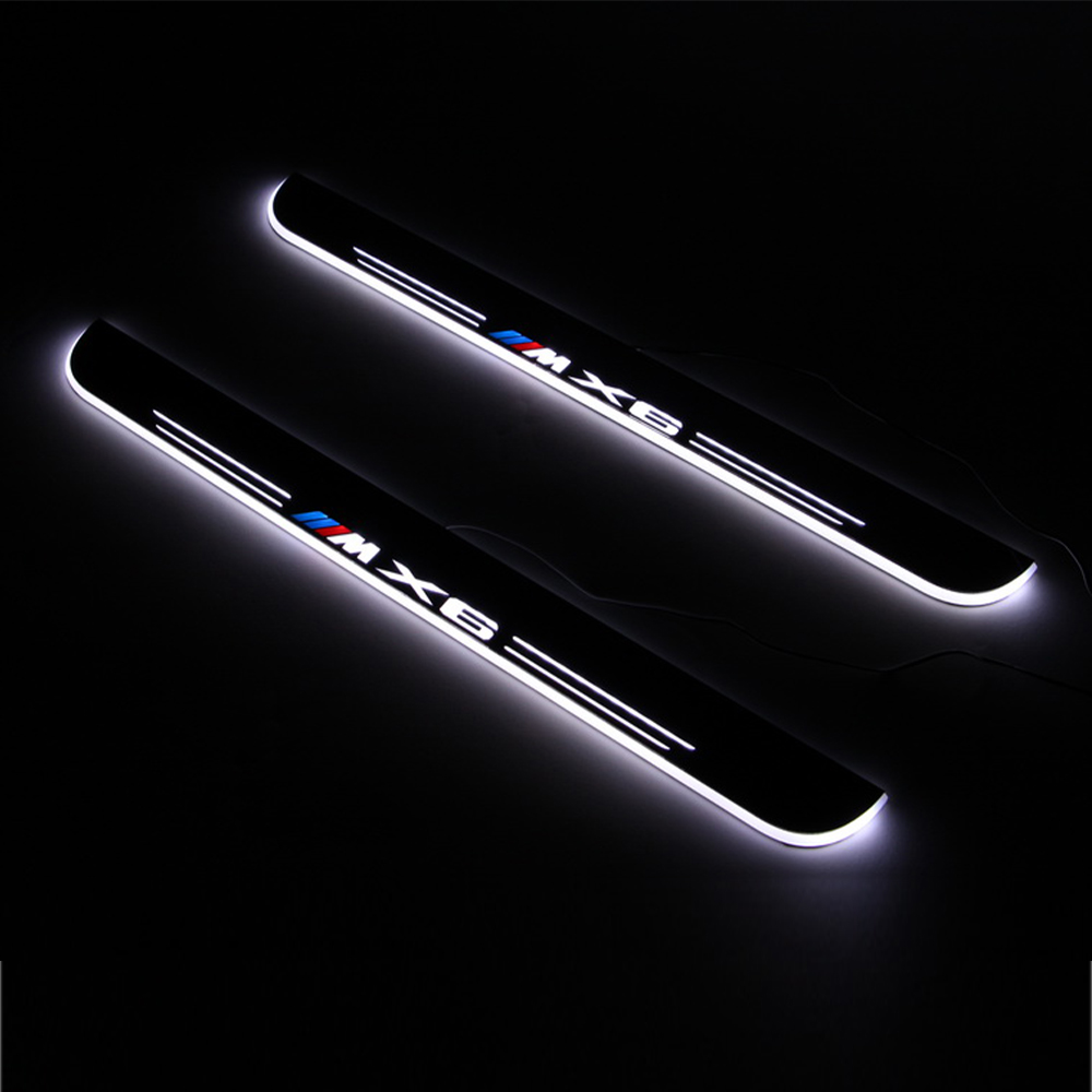 

For BMW X6 F16 E71 E72 Waterproof Acrylic Moving LED Welcome Pedal Car Scuff Plate Pedal Door Sill Pathway Light