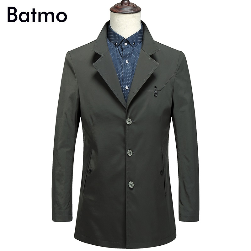 

Batmo 2018 new arrival spring high quality smart casual trench coat men,men's casual jacket ,size  to XXXL 88003, Black