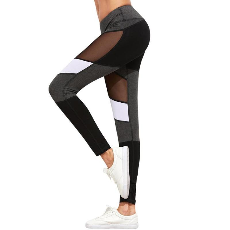 

Women Yoga Running Sport Pants High Waist Workout Leggings Fitness Trousers Skinny Sports Quick Drying Yoga Pants Spring Summer, Gray