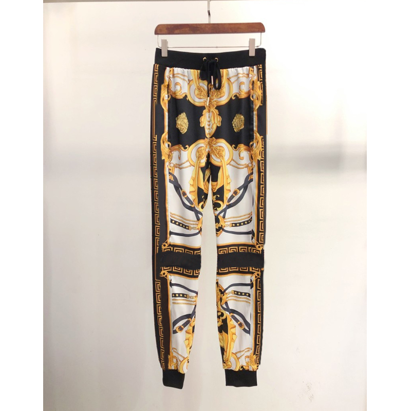 

4.10 2020 Spring Summer New Women European fashion Print Pattern Decoration Drawstring Pants, As picture