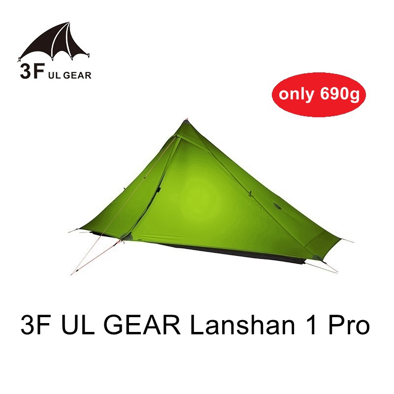 

3F UL Gear Lanshan 1 Pro 1P Camping Tent 3-Season 20D Double-sided Silicon Coated upgrade new Silnylon No Pole Ultralight