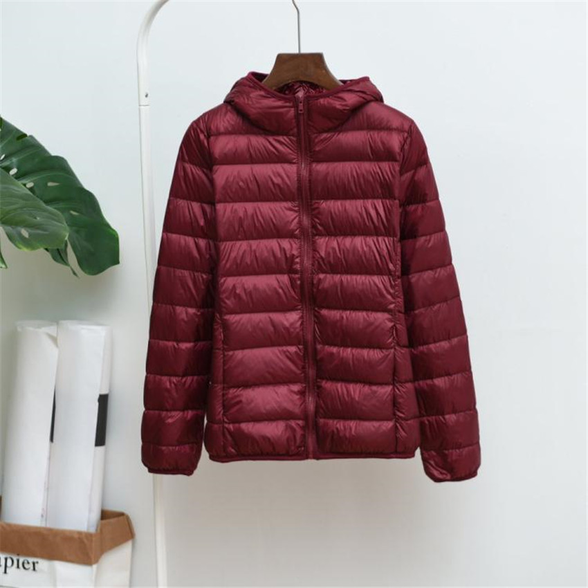 

New Winter Women Light Thin White Duck Down Jacket Hooded Coats Plus Size Down Jacket Midi Long Coat Female Jackets WZ115, Black