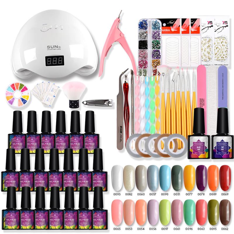 

Manicure Kit With Nail Gel Polish Set 48w LED Lamp Full Nail Brushes For Manicure Art Tools Decoration Complete Kit