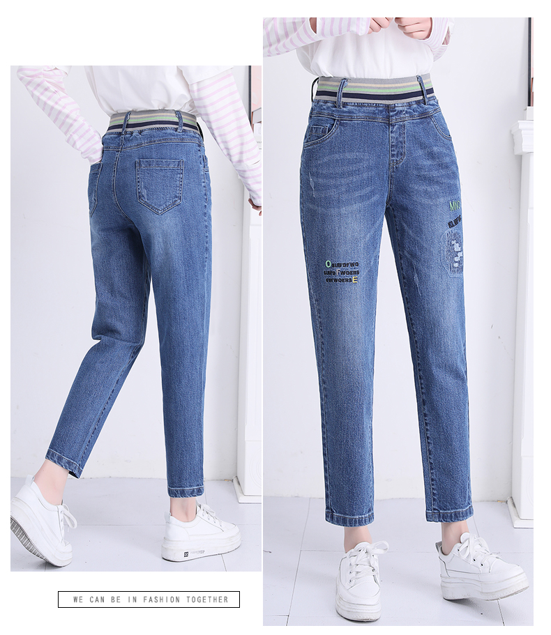 

Light Blue The New Fashion Leisure Embroidery Straight Canister Of Ins