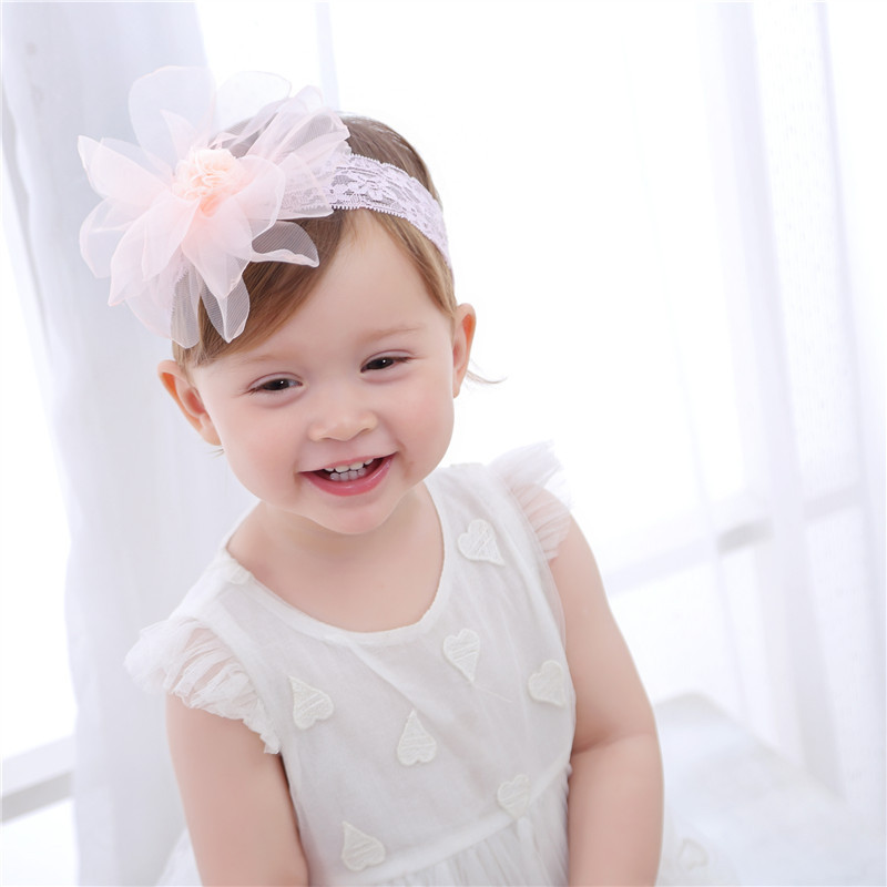 

Baby Girls Mesh Tulle Lace Flowers headbands Christmas Headwear Hairpin Children Hair Styling Accessories Free Shipping