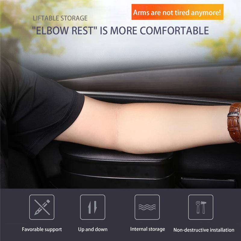 

Universal Car Armrest Storage Box Adjustment Left Arm Rest Leather Mat Elbow Support Bracket Accessories Decoration Auto