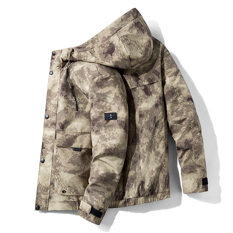 

Camo Hooded Jacket Men Loose Large Size 5XL Tooling Coat Men Fashion High Quality Casual Tooling Jacket, Black