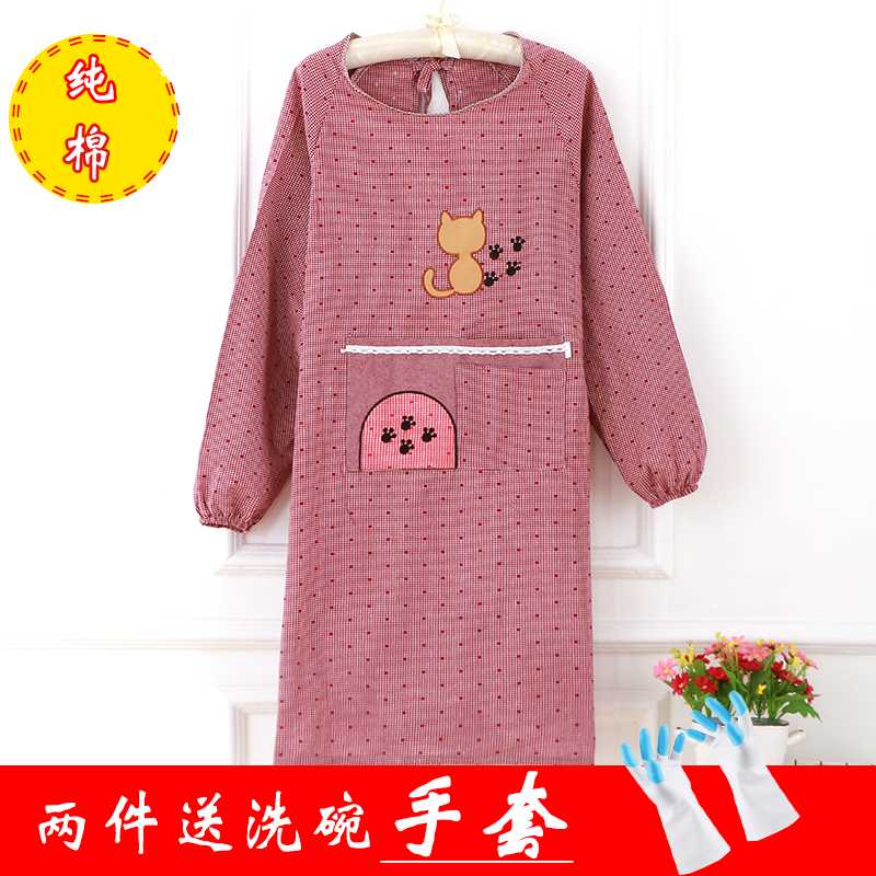 

Kitchen cotton long-sleeved apron waterproof and oil-proof