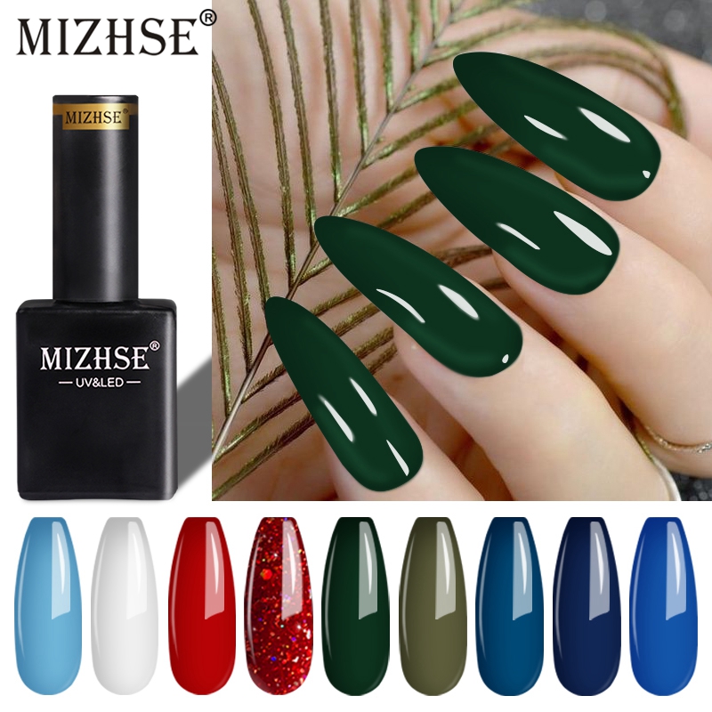 

MIZHSE Gel Polish Set UV Led Glitter Nail Gel Varnish Nude Red Color Serieds 2pcs/set Soak-Off Long-lasting Nail Lacquer, E045