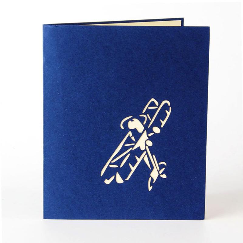 

Handmade 3D invitations birthday Greeting Card Popular Festival New Paper Origami Wishes Gifts Airplane Model Postcard Red Seal