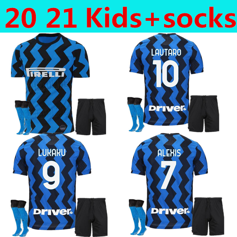 

INTER MILAN soccer jersey ERIKSEN LUKAKU LAUTARO ALEXIS 20 21 PERISIC SKRINIAR GODÍN football shirts 2020 2021 uniforms kids kit +socks