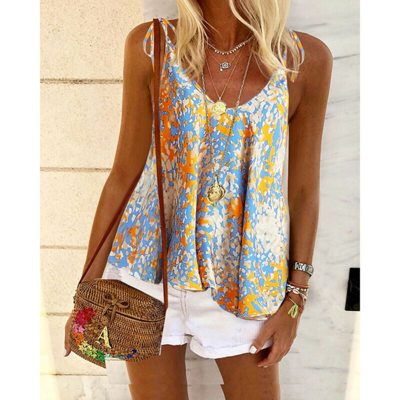 

New Fashion Women Ladies Summer Floral Sleeveless Loose Casual Vest Tank Tops Clothes