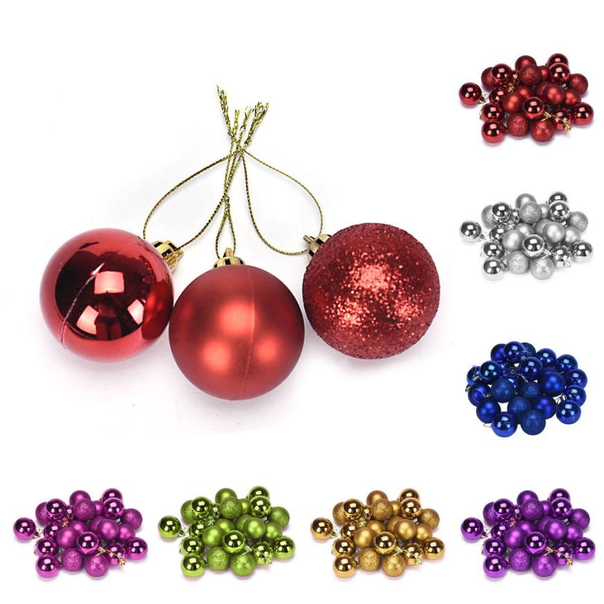 

Christmas Ball Ornaments Decorative 4 cm 24PC Plastic Christmas Tree Decoration Ball 7 colors 2AU23