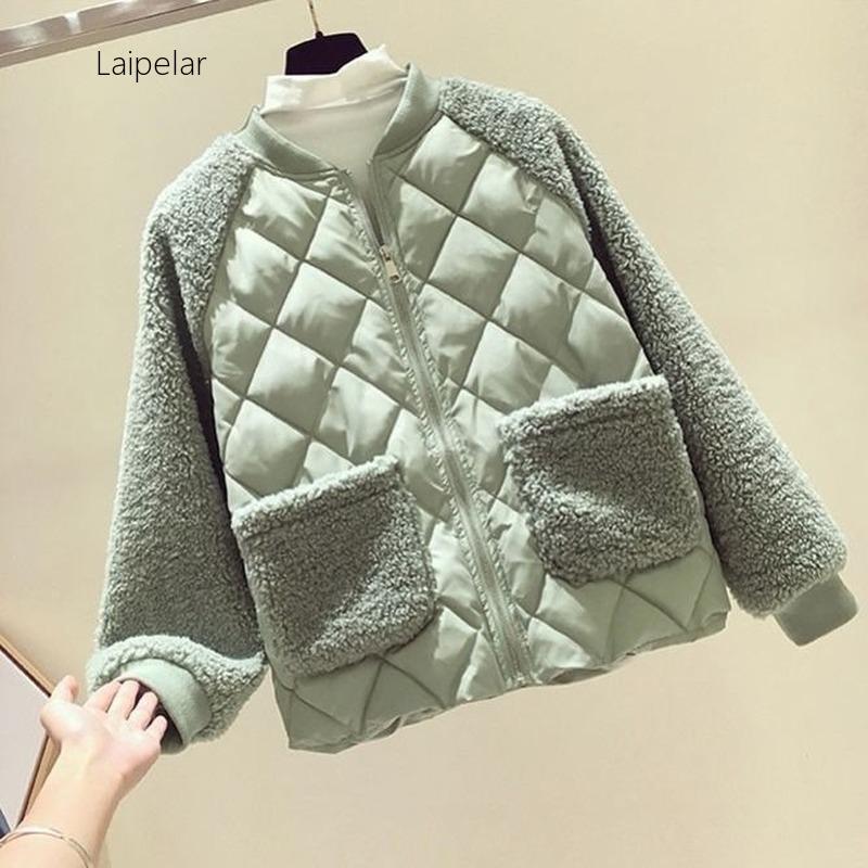 

Winter Coat Women Fashion Long Sleeve Loose Parkas Female Imitation Lamb Hair Korean Casual Jacket Plus Size Woman Clothes, Blue