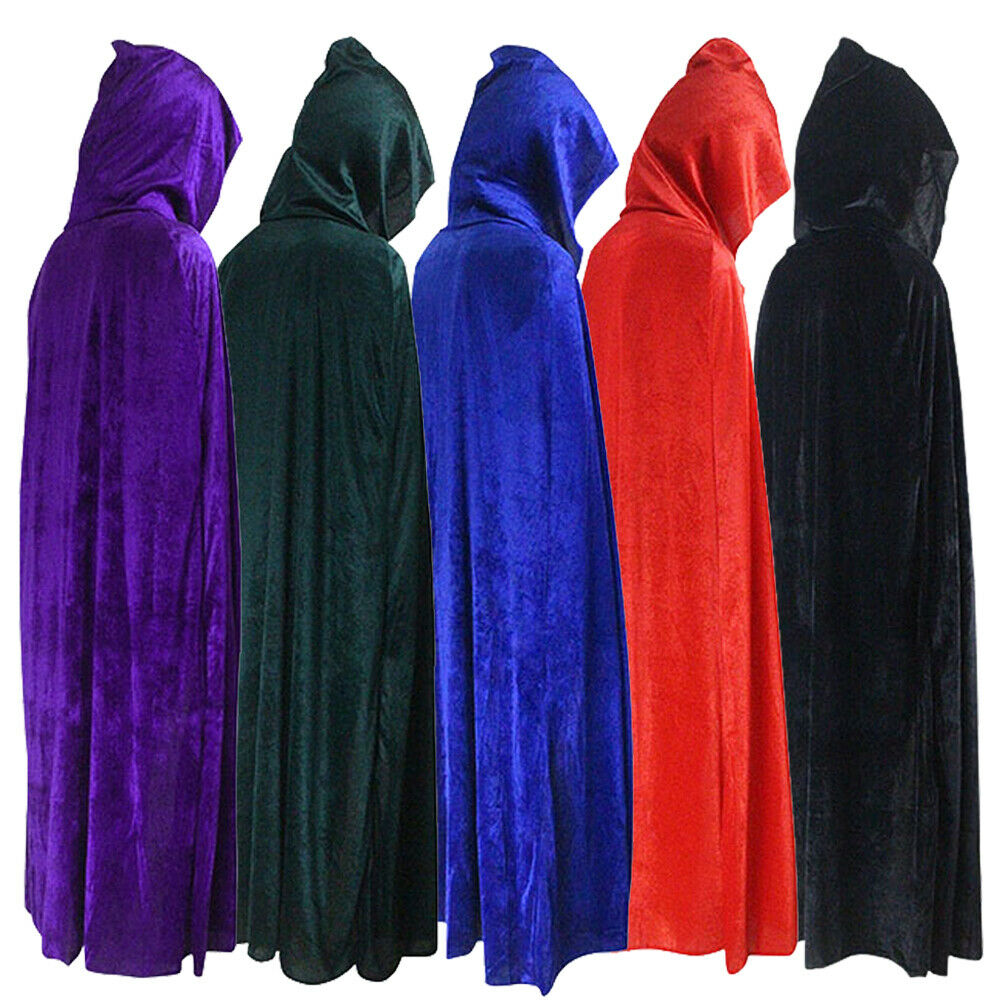 NUOVO Deluxe lungo mantello di velluto Vampiro Dracula Halloween Costume Mantello