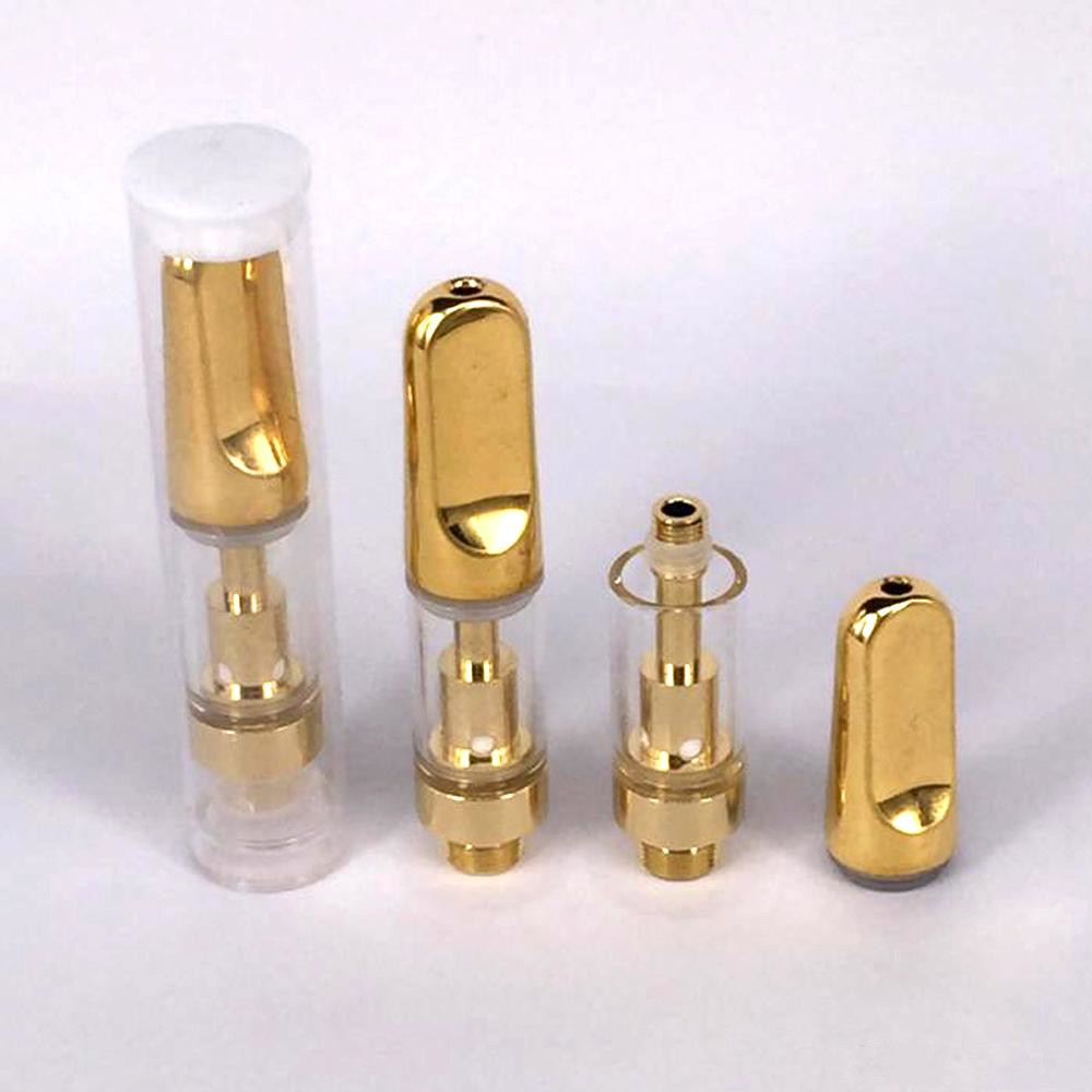 

10pcs .5ml 1ml 510 thread Glass ceramic coil TH205 TH210 vape cartridge with Gold ceramic tip For thick CO2 viscous oil