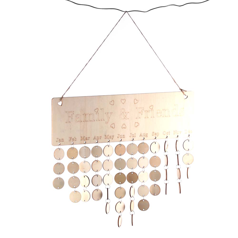 

Wooden Hanging Calendar Colorful Birthday Reminder Sign DIY Board Family Friends Birthday Reminder Date Mark Home Decor