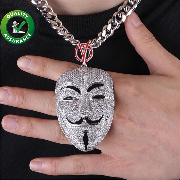 

Iced Out Pendant Hip Hop Jewelry Luxury Designer Necklace Mens Cuban Link Chain Pendants Bling Diamond Mask Charm Rapper Fashion Accessories