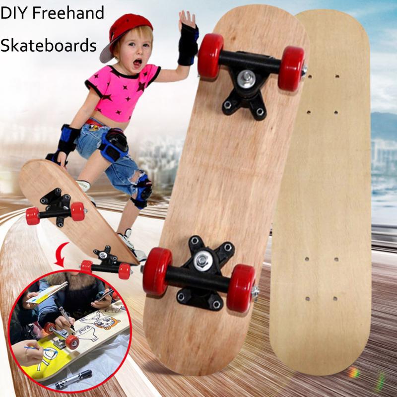 

43cm Complete DIY Maple Wood Freehand Skateboards for Beginners Graffiti For Boys Girls Kids Outdoor Sport skate board#g4, As shown