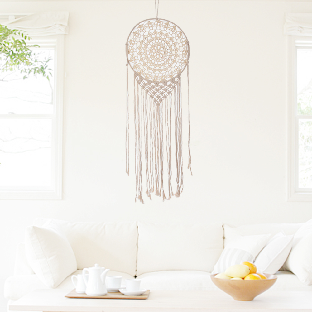 Drop Ship Nordic Style Handmade Macrame Wall Hanging Cotton Dream Catcher Macrame Tapestry Bohemian Home Living Room Decoration Handmade Wall Hanging