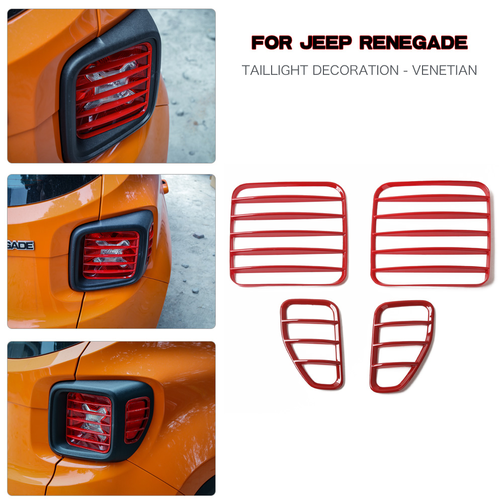 

ABS Tail Lamp Cover Red Tail Light Guards Protective Cover For Jeep Renegade 2016-2018 Car Exterior Accessories (Louver)