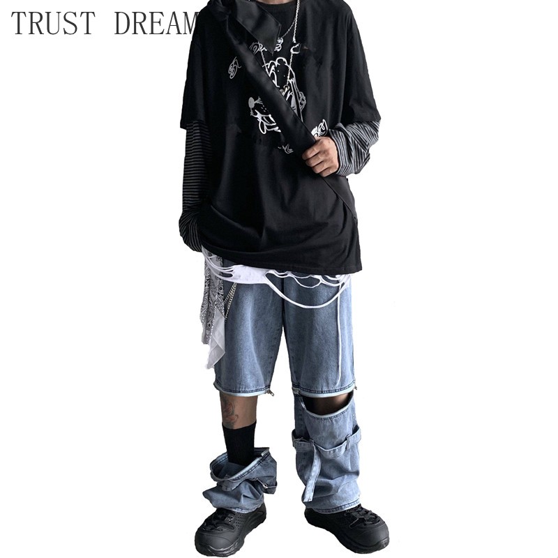 

2020 New Fashion Hip Hop Men Zipper Jeans Straight bandage, As pic