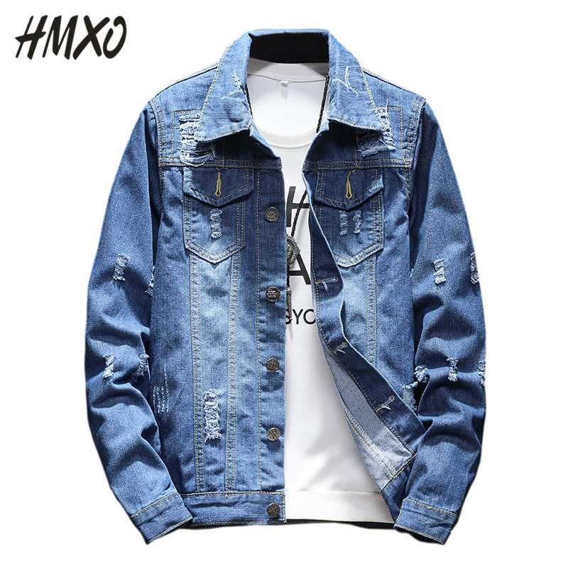 HMXO 2020 New Fashion Men's Frayed Design Denim Jacket Retro Style Jeans Jacket Casual Street Wear Men's Clothes Large Size 5XL