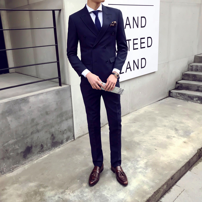 

Brand Fashion Male Blazers Men Suits Wedding Slim Fit Groom Party Business Formal Tuxedo Compere Jacket+Vest+Pants Suits, The picture color