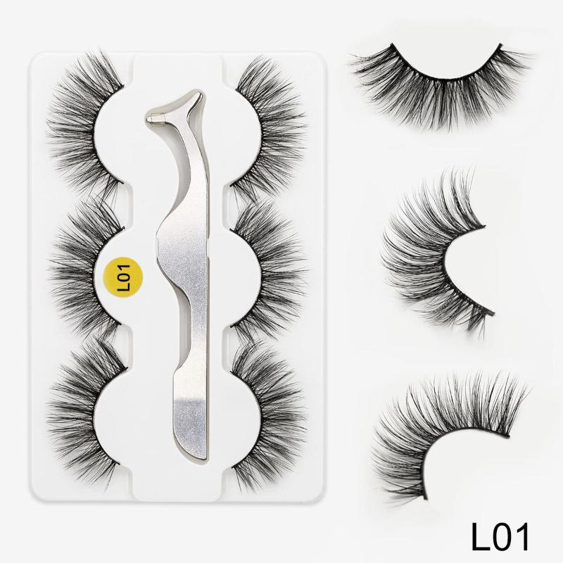 

3 pair 100% handmade false eyelash 3D strip mink lashes thick fake faux eyelashes Makeup beauty False Eyelashes