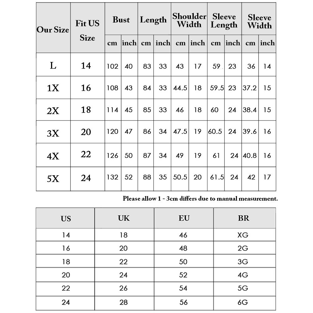 Shawl Size Chart