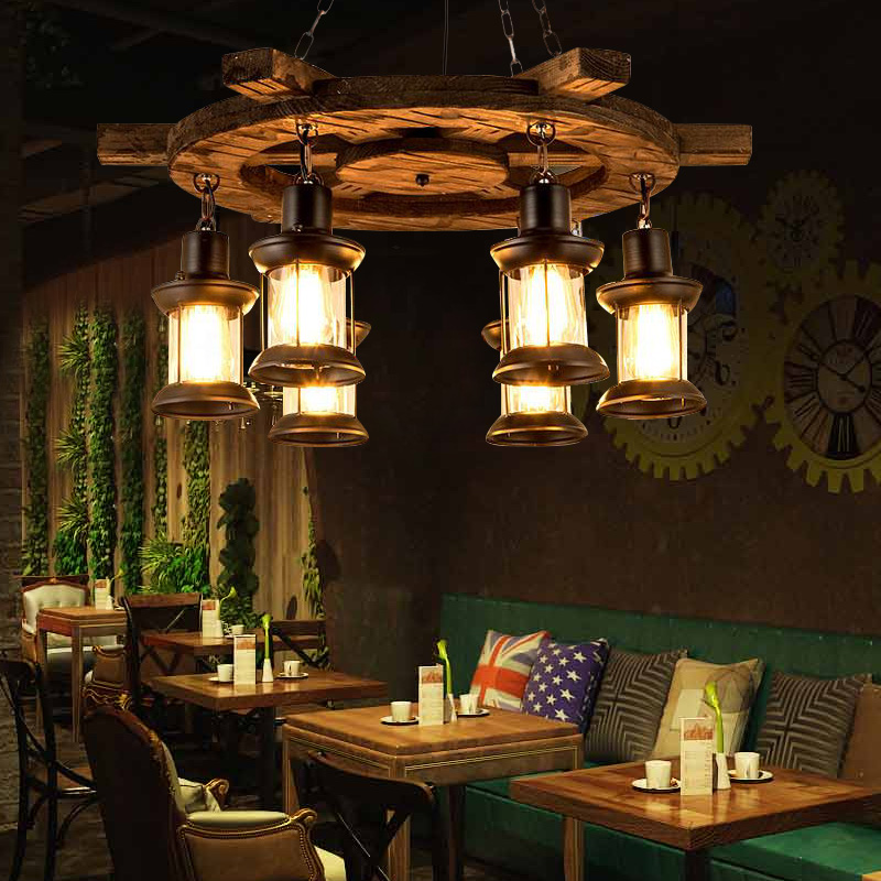 

American style creative boat wooden decoration romantic coffee bar restaurant wooden chandelier 110V 220V free shipping