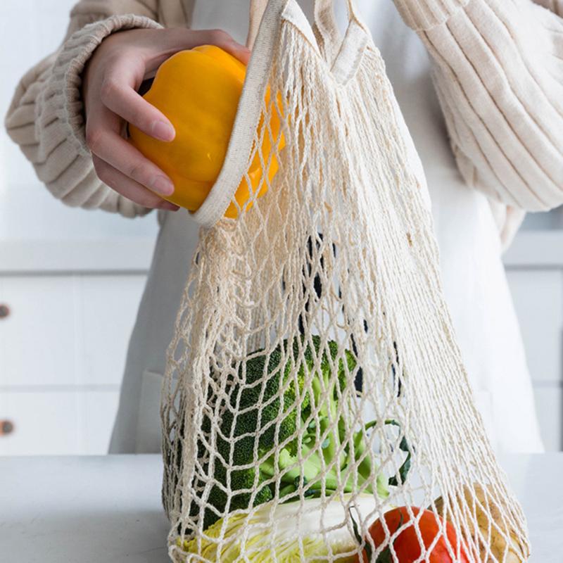 

Large Cotton Totes Shopping Bags Reusable Mesh Net String Vegetable Fruit Storage Organizer Bag String Handbag Tote Foldable