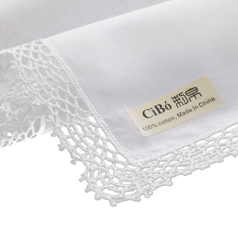

D001:White premium cotton lace handkerchiefs blank crochet hankies for women/ladies wedding gift