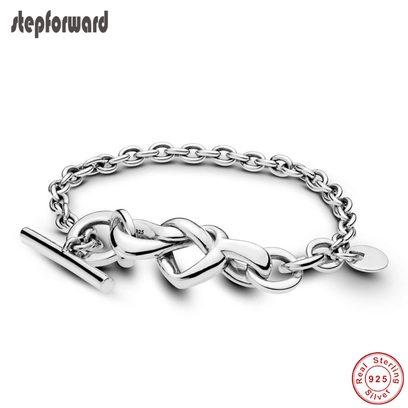 

STEP FORWARD New Design Bracelet 100% 925 Sterling Silver Heart Intertwined European Bracelets Christmas Gift for Women and Girl