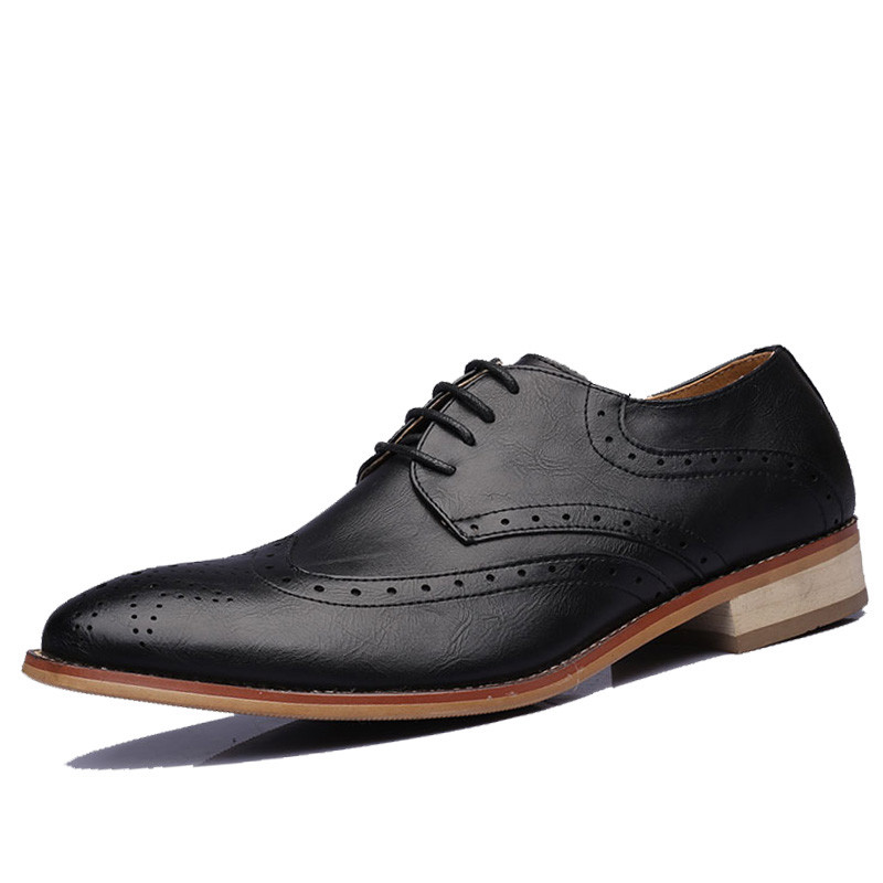 

handmade genuine leather men brown formal shoes office business wedding dress loafers shoes, Black