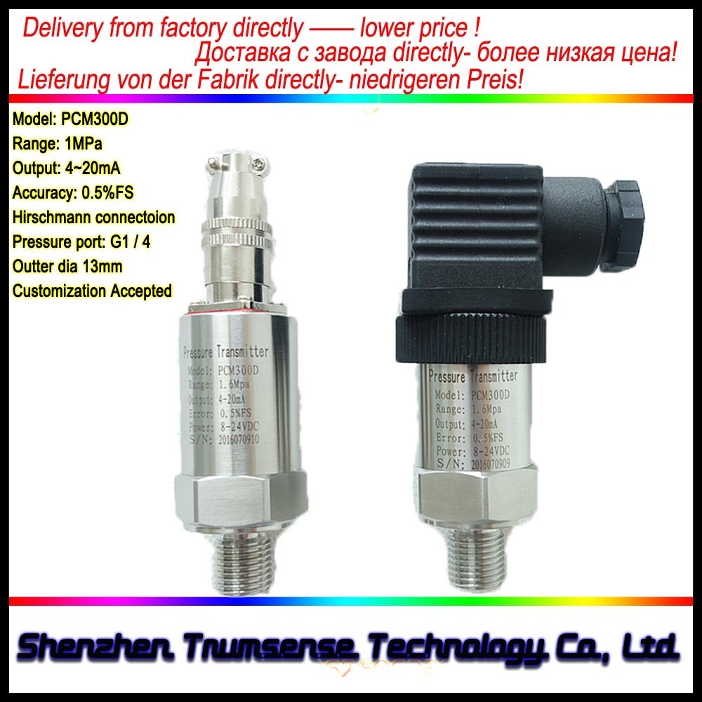 Hirschmann Pressure Transducer Constant Pressure Water Supply Pressure Transmitter 4 to 20mA Output G1/4 Port 1Mpa Range-image-463708679