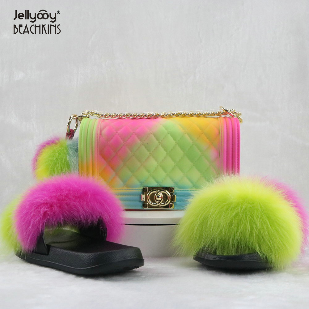 rainbow purse and sandals