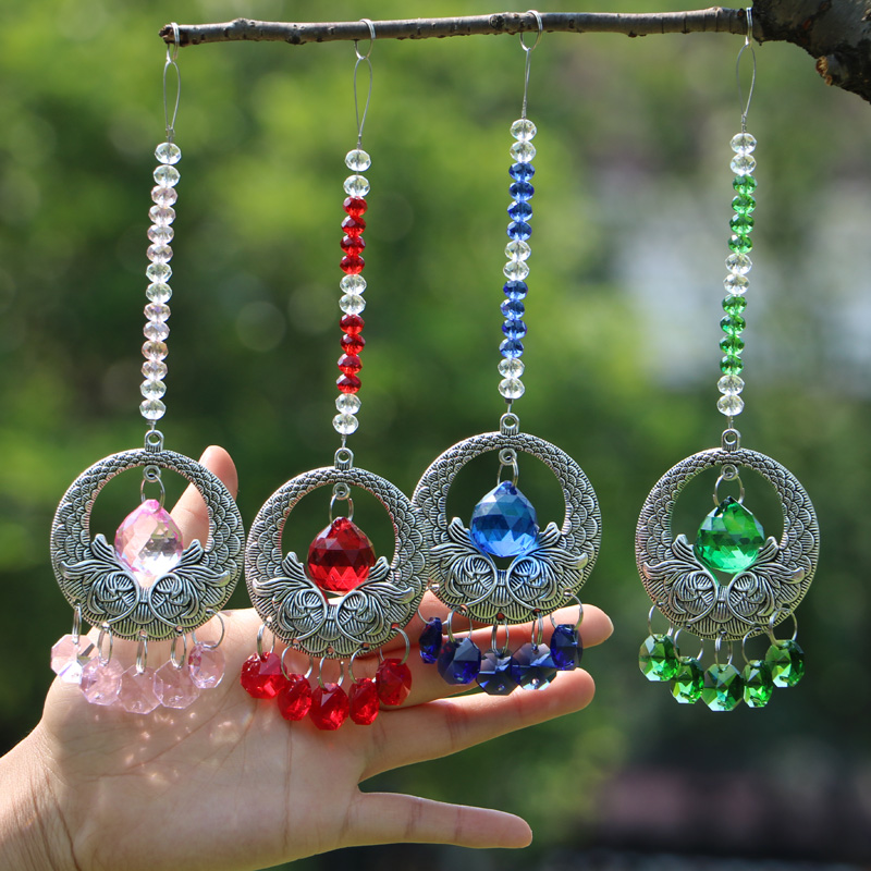 

5PCS Hanging Chakra Crystal Suncatcher Ball Prism Pendant with Tibetan Car Rear View Mirror Decor WQM101